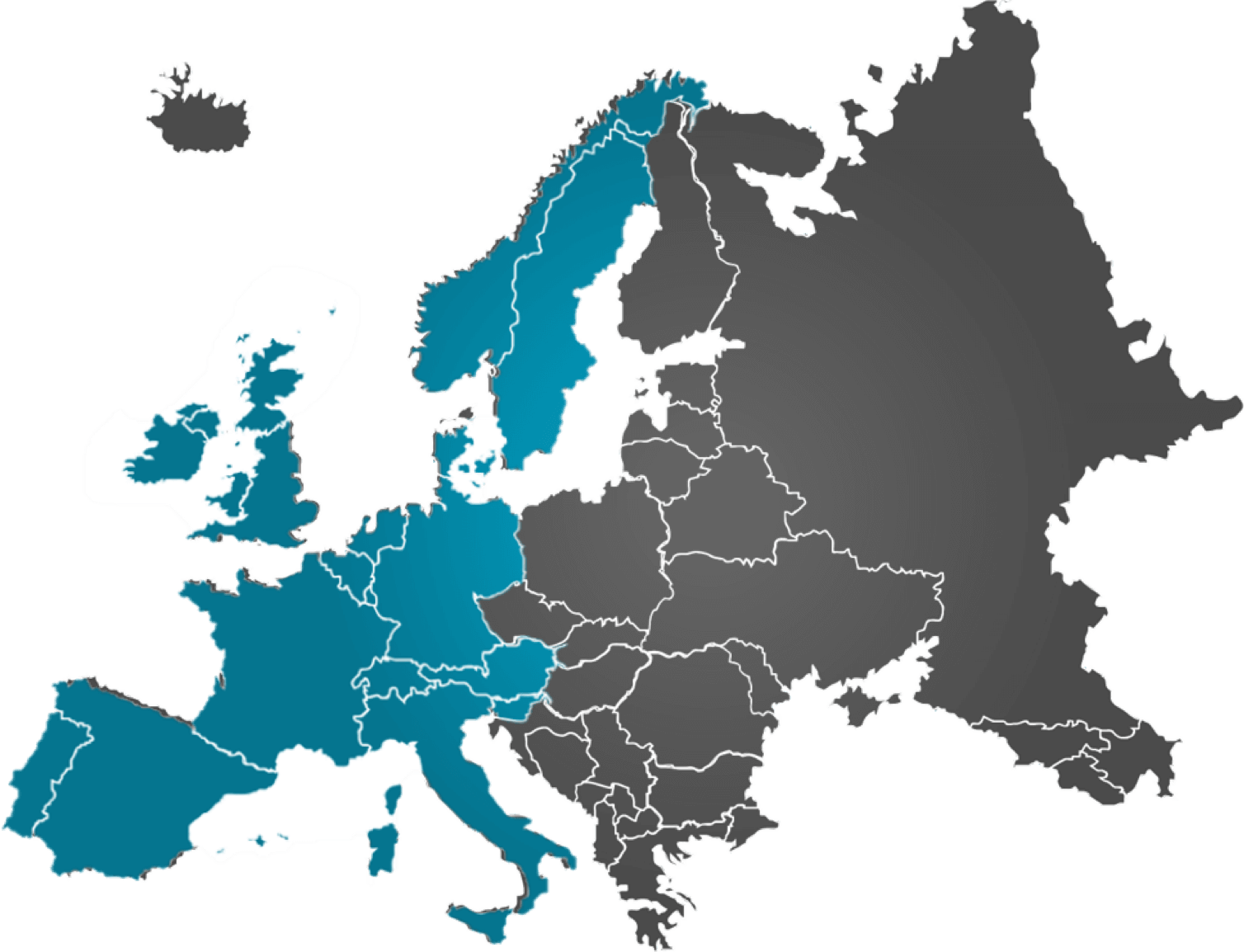 Image d'une carte d'Europe, détaillant les pays dans lesquels Eres Relocation offrent ses services