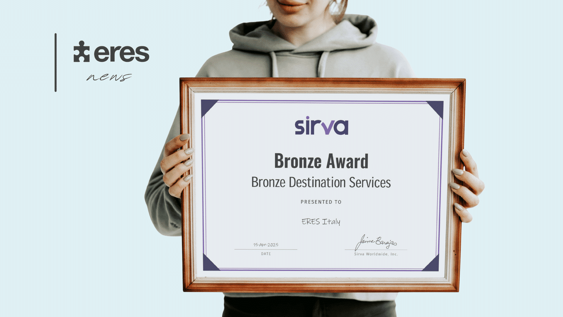 Eres Italy Receives Bronze Award from SIRVA at 2024 Global Supply Chain Awards